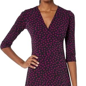 Like New Leota Perfect (faux) Wrap Dress in Appaloosa Black